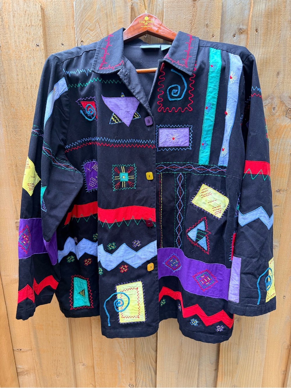 VTG Embroidered Liz & Me 100% Cotton Patchwork Art to Wear Button-Up Jacket- 3X - Picture 2 of 9